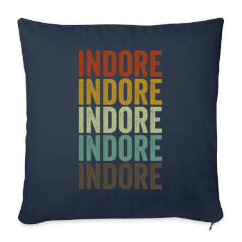 Indore India Rétro Vintage - Housse de coussin décorative 45 x 45 cm - bleu marine - Devant