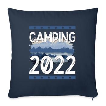 Camping 2022 - Housse de coussin décorative 45 x 45 cm - bleu marine - Devant