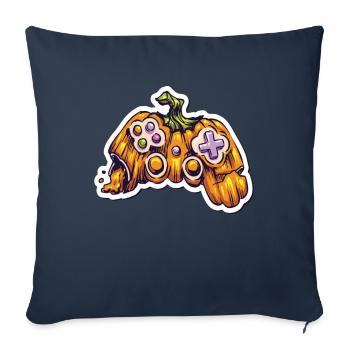 Pumpkin Joystick Controller Gamer - Housse de coussin décorative 45 x 45 cm - bleu marine - Devant
