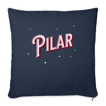 Pilar noms personnalisés - Housse de coussin décorative 45 x 45 cm - bleu marine - Devant