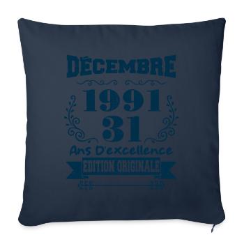 décembre 1991 Edition original | Vintage 1991 - Housse de coussin décorative 45 x 45 cm - bleu marine - Devant