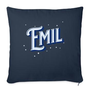 Nom Emil personnalisé - Housse de coussin décorative 45 x 45 cm - bleu marine - Devant