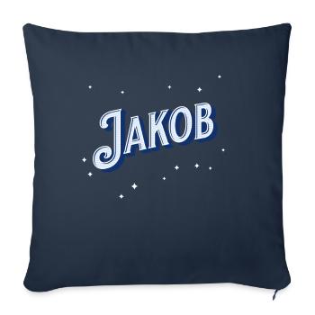 Nom Jakob personnalisé - Housse de coussin décorative 45 x 45 cm - bleu marine - Devant