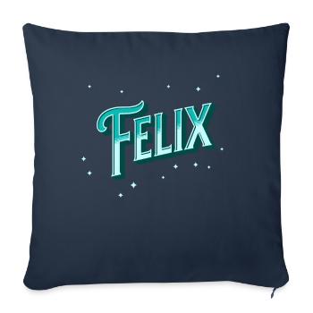 Nom Felix personnalisé - Housse de coussin décorative 45 x 45 cm - bleu marine - Devant