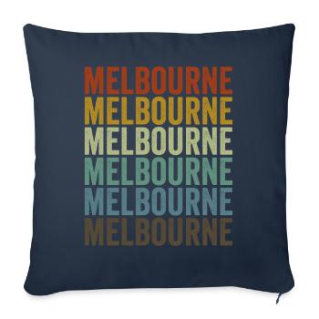 Melbourne Australie Retro Vintage - Housse de coussin décorative 45 x 45 cm - bleu marine - Devant