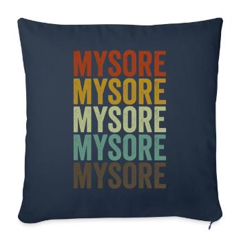 Mysore India Rétro Vintage - Housse de coussin décorative 45 x 45 cm - bleu marine - Devant