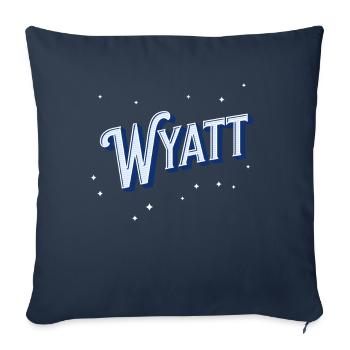 Wyatt Nom Personnalisé - Housse de coussin décorative 45 x 45 cm - bleu marine - Devant