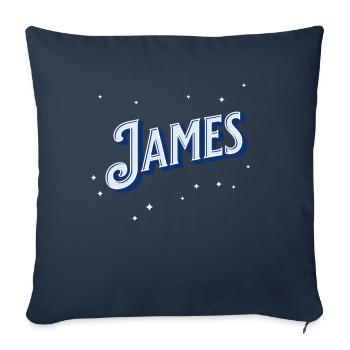 Nom James personnalisé - Housse de coussin décorative 45 x 45 cm - bleu marine - Devant
