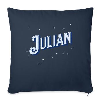 Noms juliens personnalisés - Housse de coussin décorative 45 x 45 cm - bleu marine - Devant