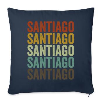 Santiago Chili Rétro Vintage - Housse de coussin décorative 45 x 45 cm - bleu marine - Devant