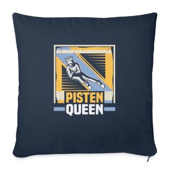 Skieurs Pistes Queen Ski - Housse de coussin décorative 45 x 45 cm - bleu marine - Devant