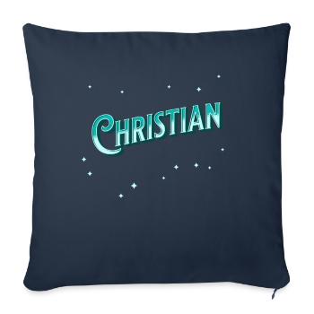 Christian Namen personnalisé - Housse de coussin décorative 45 x 45 cm - bleu marine - Devant