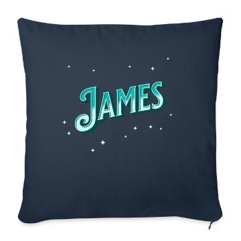 Nom James personnalisé - Housse de coussin décorative 45 x 45 cm - bleu marine - Devant