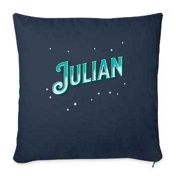 Noms juliens personnalisés - Housse de coussin décorative 45 x 45 cm - bleu marine - Devant