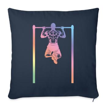 silhouette de fitness calisthenics - Housse de coussin décorative 45 x 45 cm - bleu marine - Devant