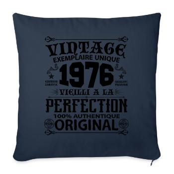 1976 Vintage Anniversaire 1976 original birthday - Housse de coussin décorative 45 x 45 cm - bleu marine - Devant