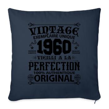 1960 Vintage Anniversaire 1960 original birthday - Housse de coussin décorative 45 x 45 cm - bleu marine - Devant
