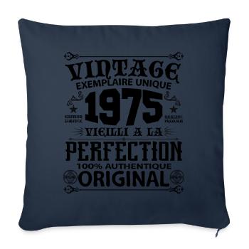 1975 Vintage Anniversaire 1975 original birthday - Housse de coussin décorative 45 x 45 cm - bleu marine - Devant