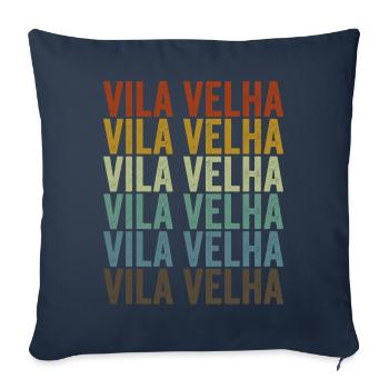 Vila Velha Brésil Rétro Vintage - Housse de coussin décorative 45 x 45 cm - bleu marine - Devant