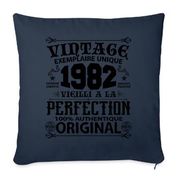 1982 Vintage Anniversaire 1982 original birthday - Housse de coussin décorative 45 x 45 cm - bleu marine - Devant
