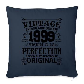 1999 Vintage Anniversaire 1999 original birthday - Housse de coussin décorative 45 x 45 cm - bleu marine - Devant