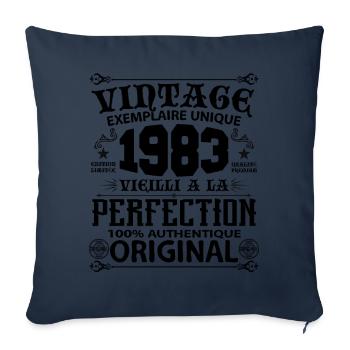 1983 Vintage Anniversaire 1983 original birthday - Housse de coussin décorative 45 x 45 cm - bleu marine - Devant