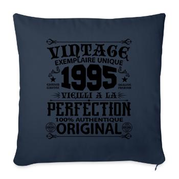 1995 Vintage Anniversaire 1995 original birthday - Housse de coussin décorative 45 x 45 cm - bleu marine - Devant