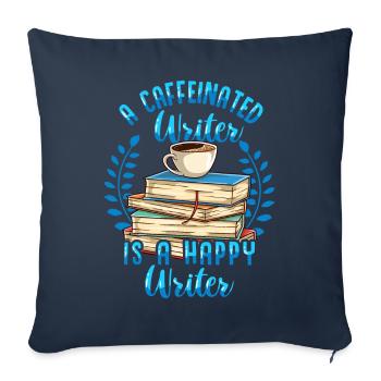 Un café d’écrivain caféiné - Housse de coussin décorative 45 x 45 cm - bleu marine - Devant