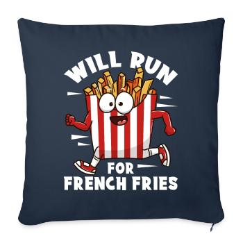 Français Frites Mignonnes Kawaii Drôles - Housse de coussin décorative 45 x 45 cm - bleu marine - Devant