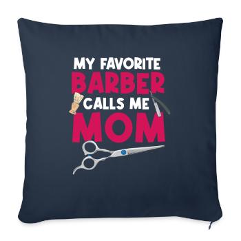 Mon barbier préféré m’appelle maman coiffeuse - Housse de coussin décorative 45 x 45 cm - bleu marine - Devant
