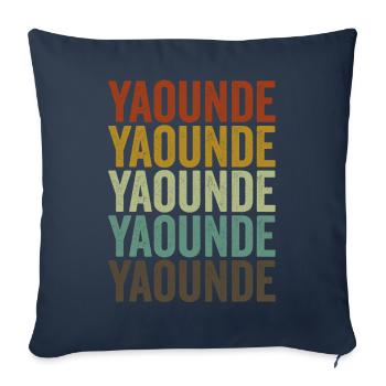 Yaoundé Cameroun Rétro Vintage - Housse de coussin décorative 45 x 45 cm - bleu marine - Devant