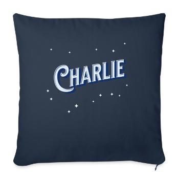 Nom Charlie personnalisé - Housse de coussin décorative 45 x 45 cm - bleu marine - Devant