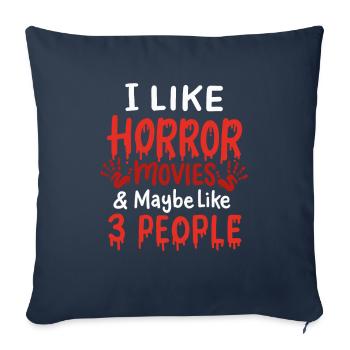 J’aime les films d’horreur - Housse de coussin décorative 45 x 45 cm - bleu marine - Devant