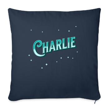 Nom Charlie personnalisé - Housse de coussin décorative 45 x 45 cm - bleu marine - Devant