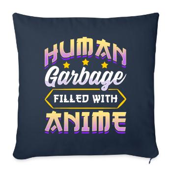 Funny Anime Manga Design Human Garbage - Sofa pillowcase 17,3'' x 17,3'' (45 x 45 cm) - navy - Front
