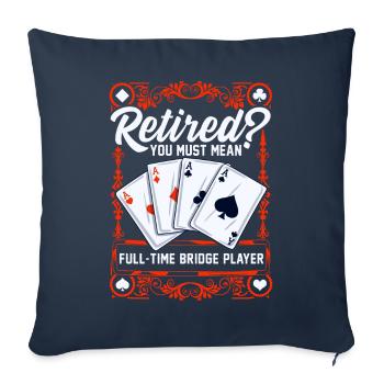 Joueur de bridge à temps plein retiré des cartes de bridge - Housse de coussin décorative 45 x 45 cm - bleu marine - Devant