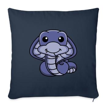 Schlange Kobra Comic Tier - Sofakissenbezug 45 x 45 cm - Navy - Vorne