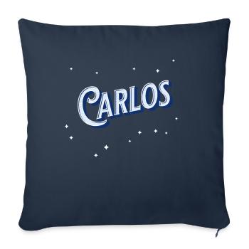 Nom Carlos personnalisé - Housse de coussin décorative 45 x 45 cm - bleu marine - Devant