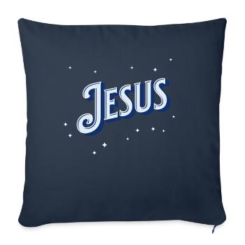 Le nom de Jésus personnalisé - Housse de coussin décorative 45 x 45 cm - bleu marine - Devant