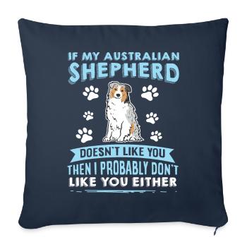 Chiens Berger Australien Amoureux des Chiens - Housse de coussin décorative 45 x 45 cm - bleu marine - Devant