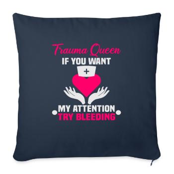 Infirmière Trauma Queen Infirmière - Housse de coussin décorative 45 x 45 cm - bleu marine - Devant