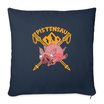 Skieurs Pistensau Ski - Housse de coussin décorative 45 x 45 cm - bleu marine - Devant