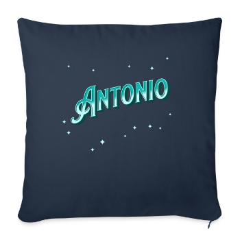 Nom Antonio personnalisé - Housse de coussin décorative 45 x 45 cm - bleu marine - Devant
