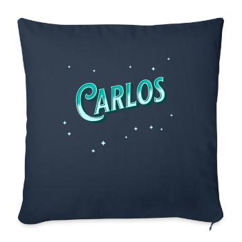 Nom Carlos personnalisé - Housse de coussin décorative 45 x 45 cm - bleu marine - Devant