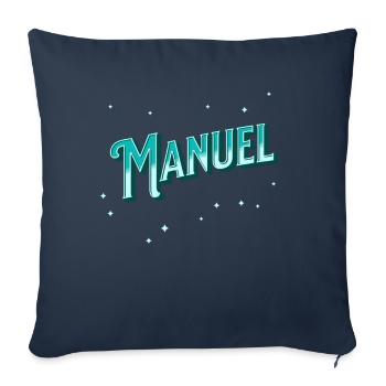 Manuel nom personnalisé - Housse de coussin décorative 45 x 45 cm - bleu marine - Devant