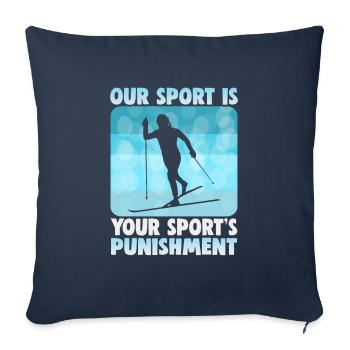 Skieurs de fond biathlon de fond - Housse de coussin décorative 45 x 45 cm - bleu marine - Devant