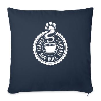 Coffee and Bull Terrier - Sofa pillowcase 17,3'' x 17,3'' (45 x 45 cm) - navy - Front