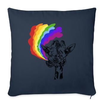 Drôle de girafe avec rot arc-en-ciel de mauvaise haleine - Housse de coussin décorative 45 x 45 cm - bleu marine - Devant