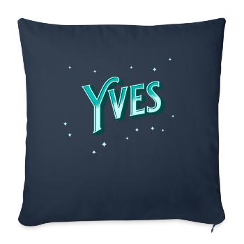 Nom Yves personnalisé - Housse de coussin décorative 45 x 45 cm - bleu marine - Devant