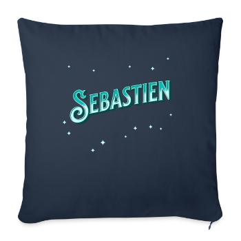 Nom de Sébastien personnalisé - Housse de coussin décorative 45 x 45 cm - bleu marine - Devant